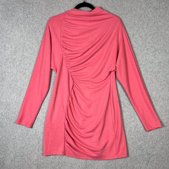 Acler Pink Fulham Draped Long Sleeve Mini Dress Size 10 - Picture 2 of 10
